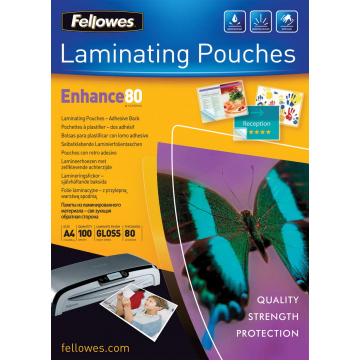 Fellowes lamineerhoes zelfklevend ft A4, 160 micron (2 x 80 micron), pak van 100 stuks