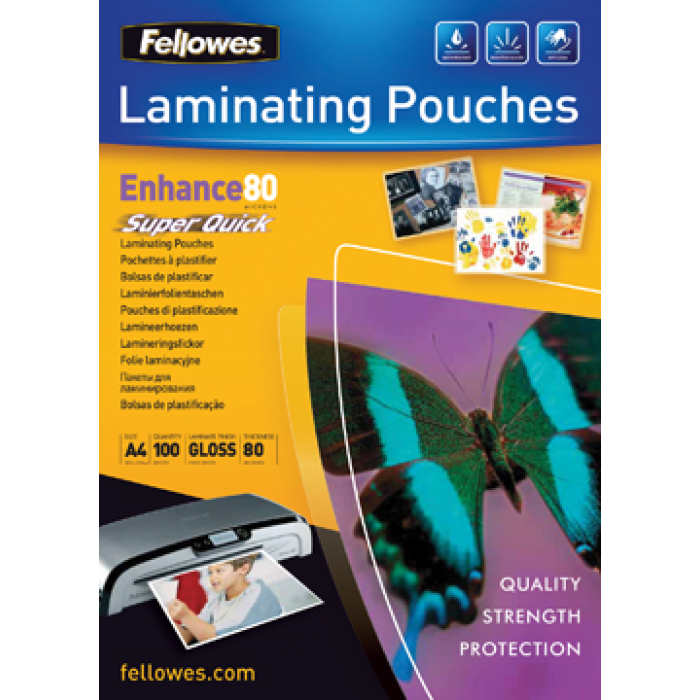 Fellowes - 250 pochettes de plastification A4 (216 x 303 mm) - 80 microns - bril