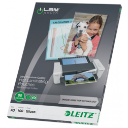 Leitz lamineeretuis Ilam ft A3, 2 x 80 micron, (160 micron), pak van 100 stuks