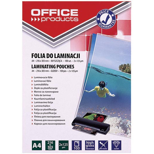 OFFICE products lamineerhoes A4, 250 micron (2 x 125 micron), pak van 100 stuks