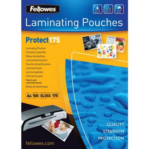 Fellowes lamineerhoes Protect175 ft A4, 350 micron (2 x 175 micron), pak van 100 stuks