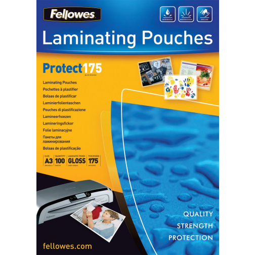 Fellowes lamineerhoes Protect175 ft A3, 350 micron (2 x 175 micron), pak van 100 stuks