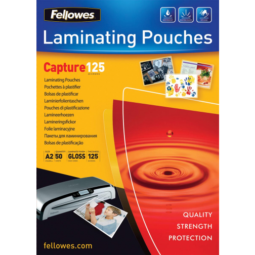 Fellowes lamineerhoes Capture125 ft A2, 250 micron (2 x 125 micron), pak van 50 stuks