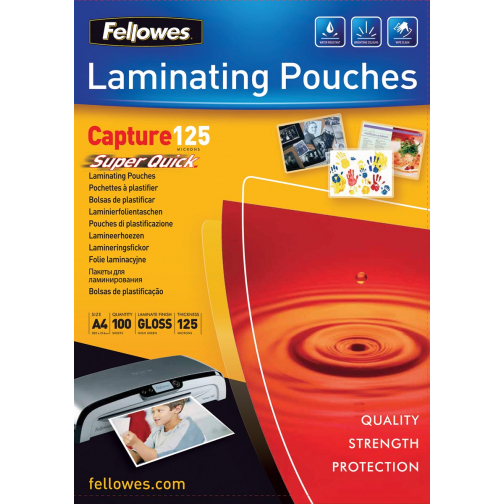 Fellowes lamineerhoes Capture125 Super Quick ft A4, 250 micron (2 x 125 micron), pak van 100 stuks