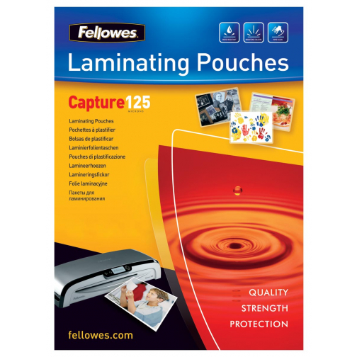 Fellowes lamineerhoes Capture125 ft 83 x 113 mm, 250 micron (2 x 125 micron), pak van 100 stuks